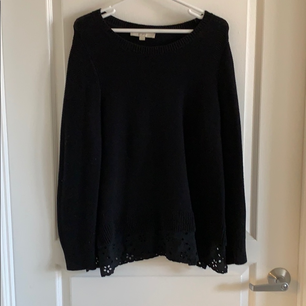 Black sweater with eyelet detail
